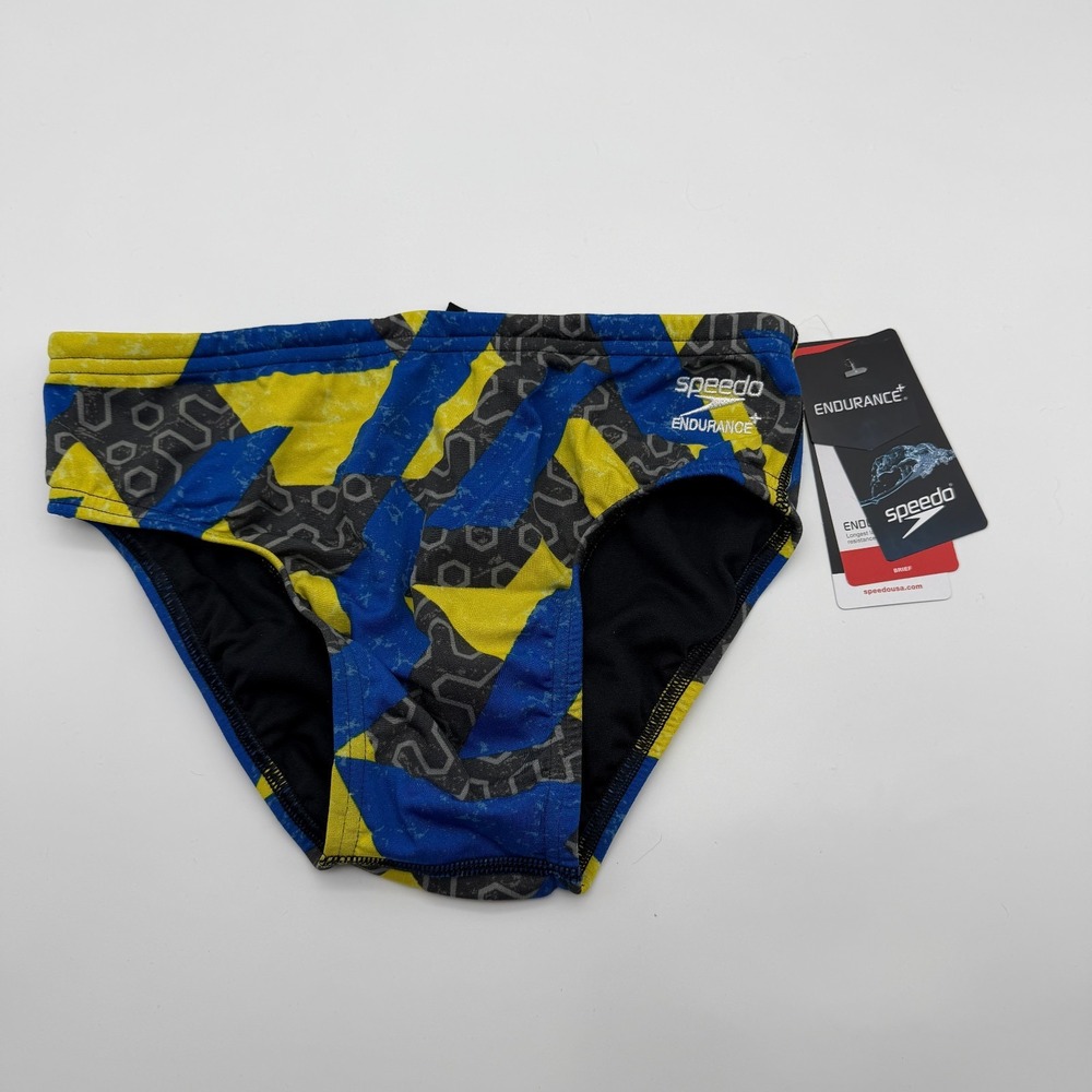 Speedo Ruse Blocks Briefs Mens 30 Endurance+ Competitive Swim Sapphire Gold 917